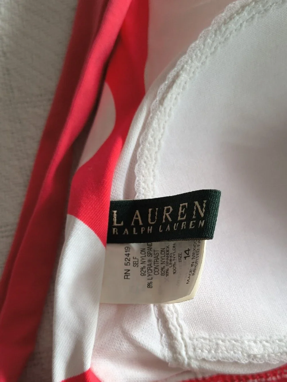 Ralph Lauren Red & White Polka Dot Halter Bikini Set